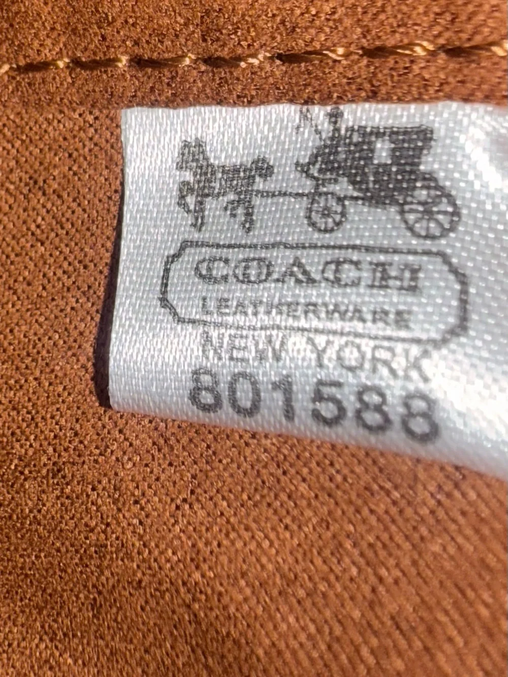 Coach Beige Signature Canvas Crescent Shoulder Bag with White Trim